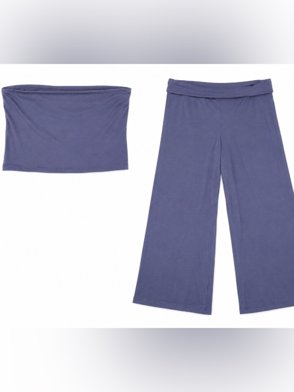 LA Glow • Slate-Blue • Strapless Bandeau • Wide-Leg Lounge Pants • XL